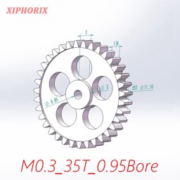 Show details for Module 0.3 M0.3 35 Teeth Plastic  Gear,  Interference Fit 1.0mm Shaft Picture of Module 0.3 M0.3 35 Teeth Plastic  Gear,  Interference Fit 1.0mm Shaft