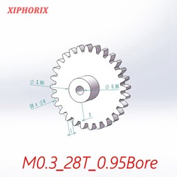 Show details for Module 0.3 28 Teeth Plastic Gear,  Interference Fit 1.0mm Shaft Picture of Module 0.3 28 Teeth Plastic Gear,  Interference Fit 1.0mm Shaft