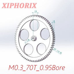 Show details for Module 0.3 M0.3 70 Teeth Plastic  Gear,  Interference Fit 1.0mm Shaft Picture of Module 0.3 M0.3 70 Teeth Plastic  Gear,  Interference Fit 1.0mm Shaft