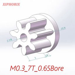 Show details for Module 0.3 7 Teeth Plastic Pinion, Fit 0.7mm Shaft of Motor Picture of Module 0.3 7 Teeth Plastic Pinion, Fit 0.7mm Shaft of Motor