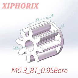 Show details for Module 0.3 8 Teeth Plastic Pinion, Interference Fit 1.0mm Shaft Picture of Module 0.3 8 Teeth Plastic Pinion, Interference Fit 1.0mm Shaft