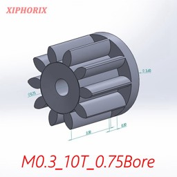 Show details for Module 0.3 10 Teeth Plastic Pinion, Interference Fit 0.8mm Shaft Picture of Module 0.3 10 Teeth Plastic Pinion, Interference Fit 0.8mm Shaft