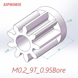 Show details for Module 0.2 9 Teeth Plastic Pinion, Interference Fit 1.0mm Shaft Picture of Module 0.2 9 Teeth Plastic Pinion, Interference Fit 1.0mm Shaft