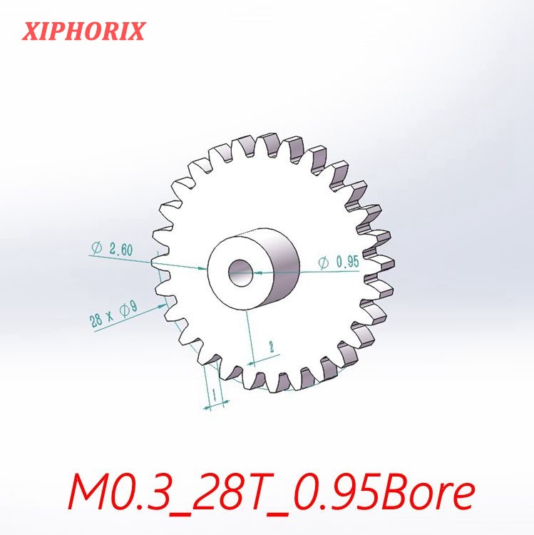Picture of Module 0.3 28 Teeth Plastic Gear,  Interference Fit 1.0mm Shaft