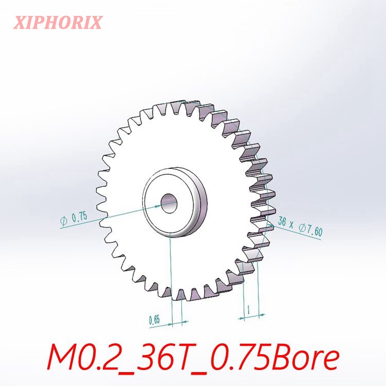 Picture of Module 0.2 36 Teeth Plastic Gear,  Interference Fit 0.8mm Shaft