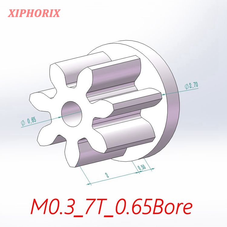 Picture of Module 0.3 7 Teeth Plastic Pinion, Fit 0.7mm Shaft of Motor
