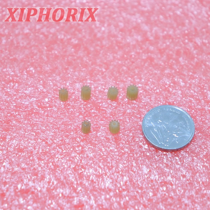 Picture of  Module 0.3 9/10/11/12 Teeth Nylon Pinion, Interference Fit 1.0/1.2mm Shaft