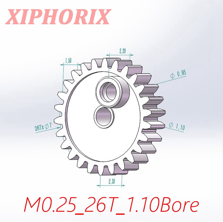 Picture of Module 0.25 26 Teeth Plastic Gear,  Sliding Fit 1.0mm Shaft
