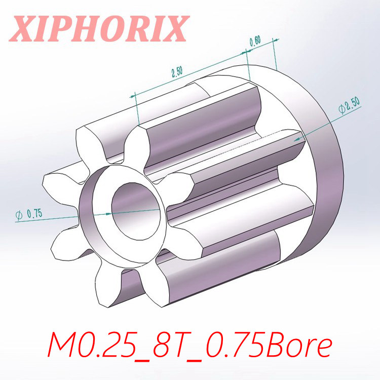 Picture of Module 0.25 8 Teeth Plastic Pinion, Fit 0.8mm Shaft of Motor